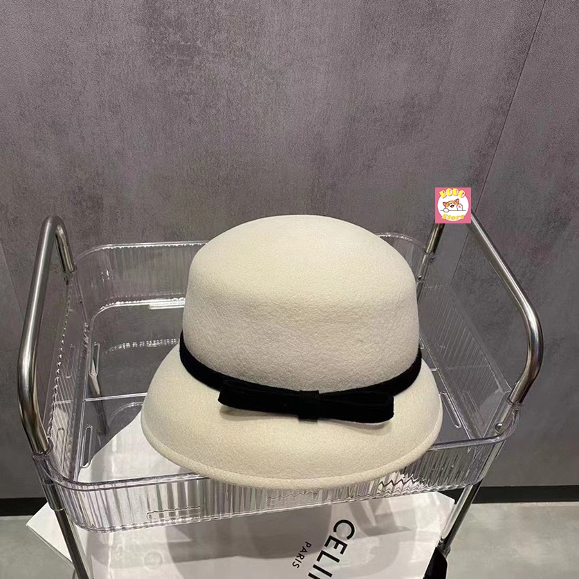 Mũ dạ nữ vành nhỏ nơ ngang chất dạ mịn nhẹ phối màu sang trọng siêu hot