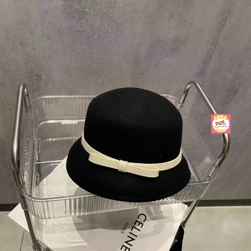 Mũ dạ nữ vành nhỏ nơ ngang chất dạ mịn nhẹ phối màu sang trọng siêu hot