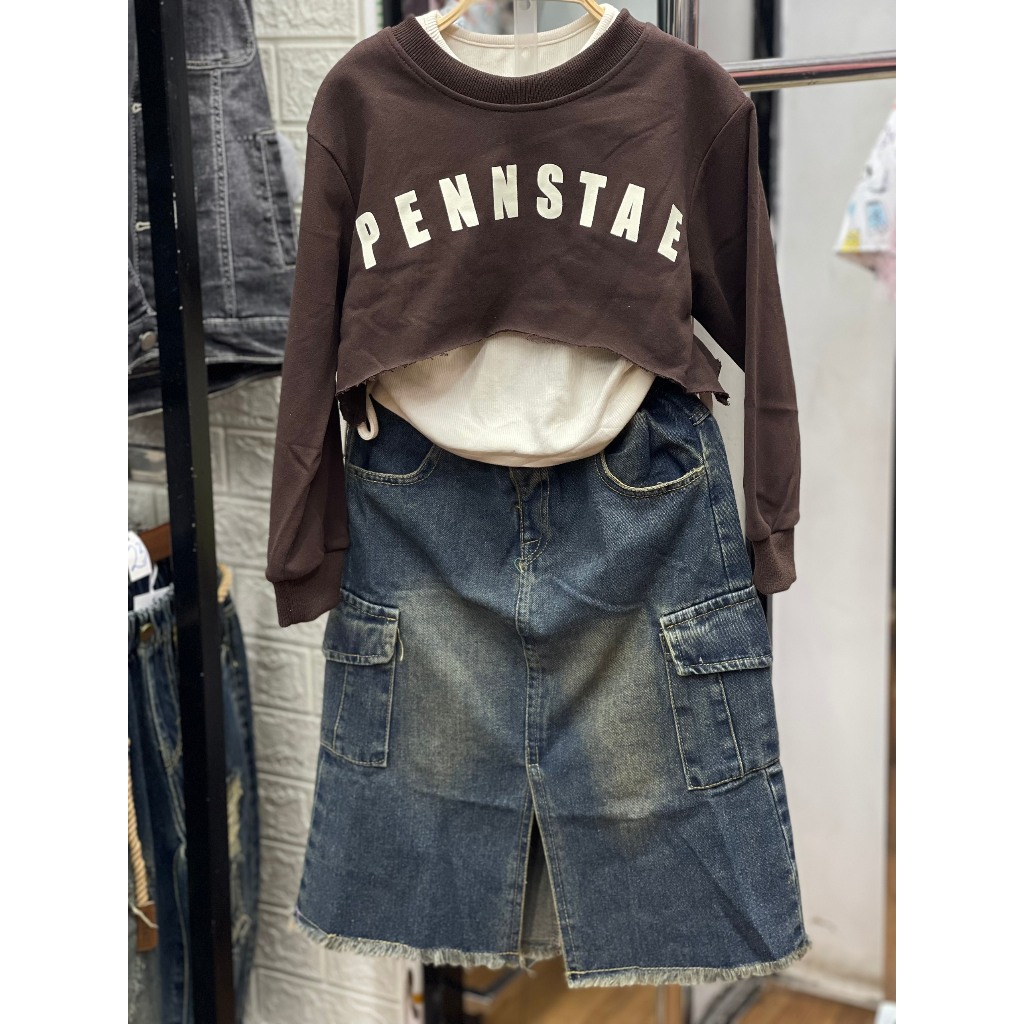 Set váy jean bé gái 2317  SGD338