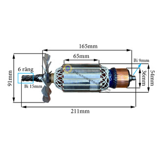 Rotor máy cắt sắt 350mm hitachi cc14sf hoặc cc14st 6 răng huyền rô tơ thân 54mm dài tổng 211mm
