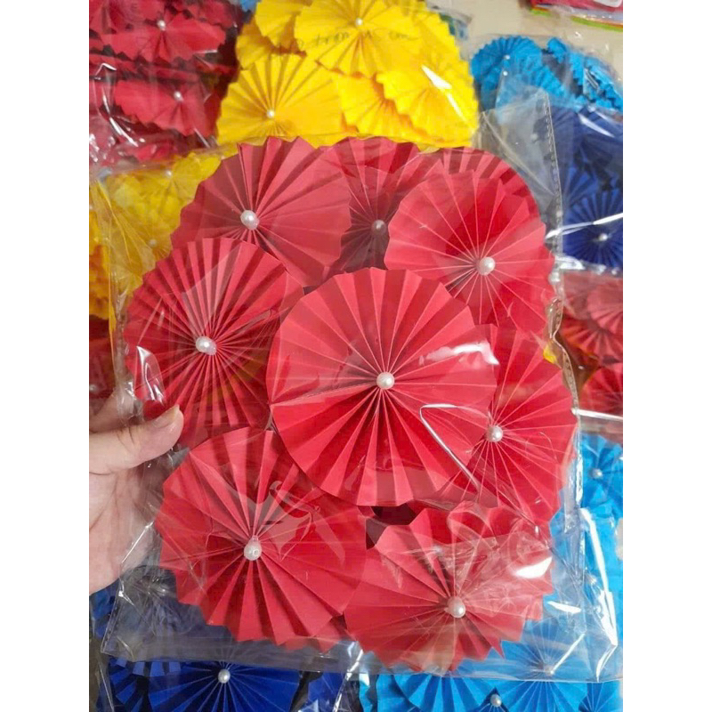 Quạt giấy làm oản,làm tháp bánh, trang trí, decor siêu đẹp