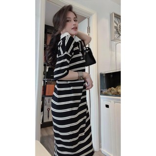 ĐẦM THUN SỌC CỔ BẺ