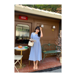 Đầm maxi xanh big size cổ ren trắng đính châu size 4XL 90-100kg