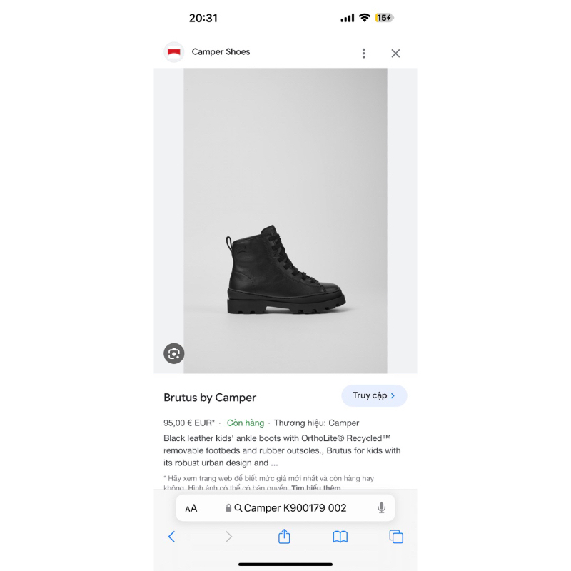 Giày Camper Twins chính hãng size 27 & 31