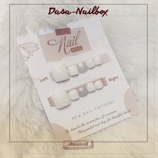  Móng chân giả NGẮN màu trắng sứ nail box chân GIÁ RẺ mix đẹp đơn giản thích hợp đi chơi chụp ảnh tặng keo dán móng MC002 