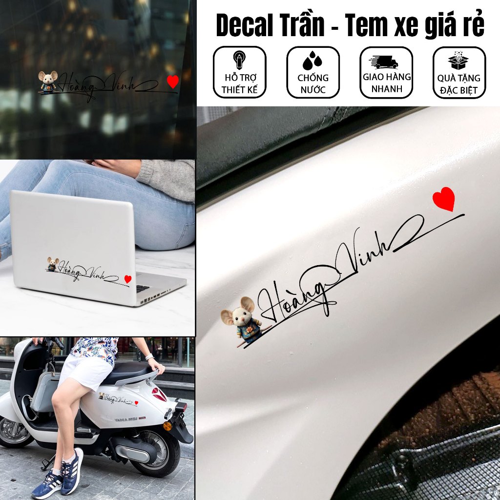 Decal dán xe 12 con giáp 3d, tem dán trang trí xe máy, xe điện, decal dán xe các linh vật cute theo 