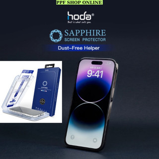 Kính cường lực hoda sapphire nguyên khối kèm khung trợ dán cho iphone 15 , 15 pro max , 15 pro , 14 pro max , 13 pro max