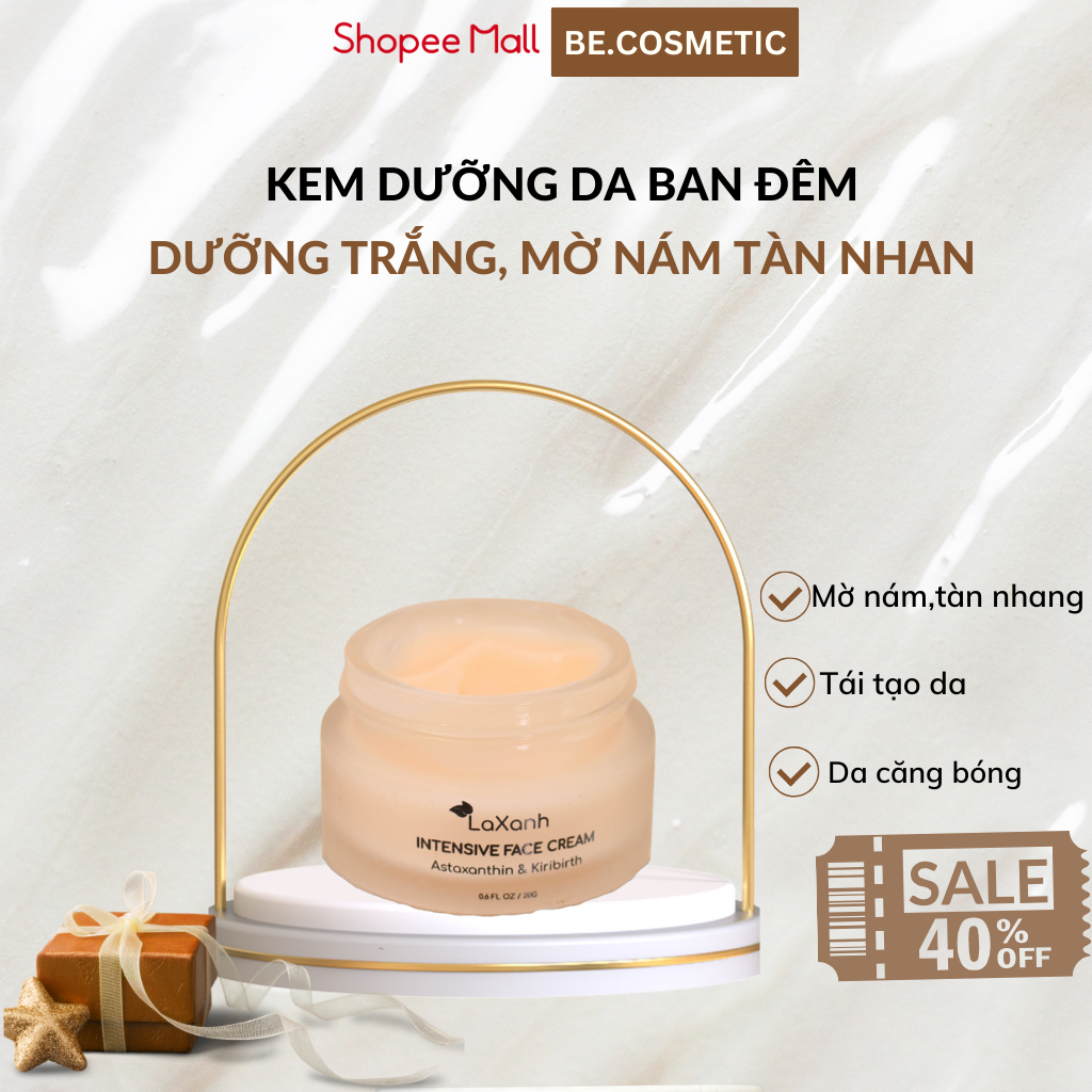 Kem dưỡng trắng da ban đêm giúp cải thiện tàn nhang và nám Becosmetic 100g