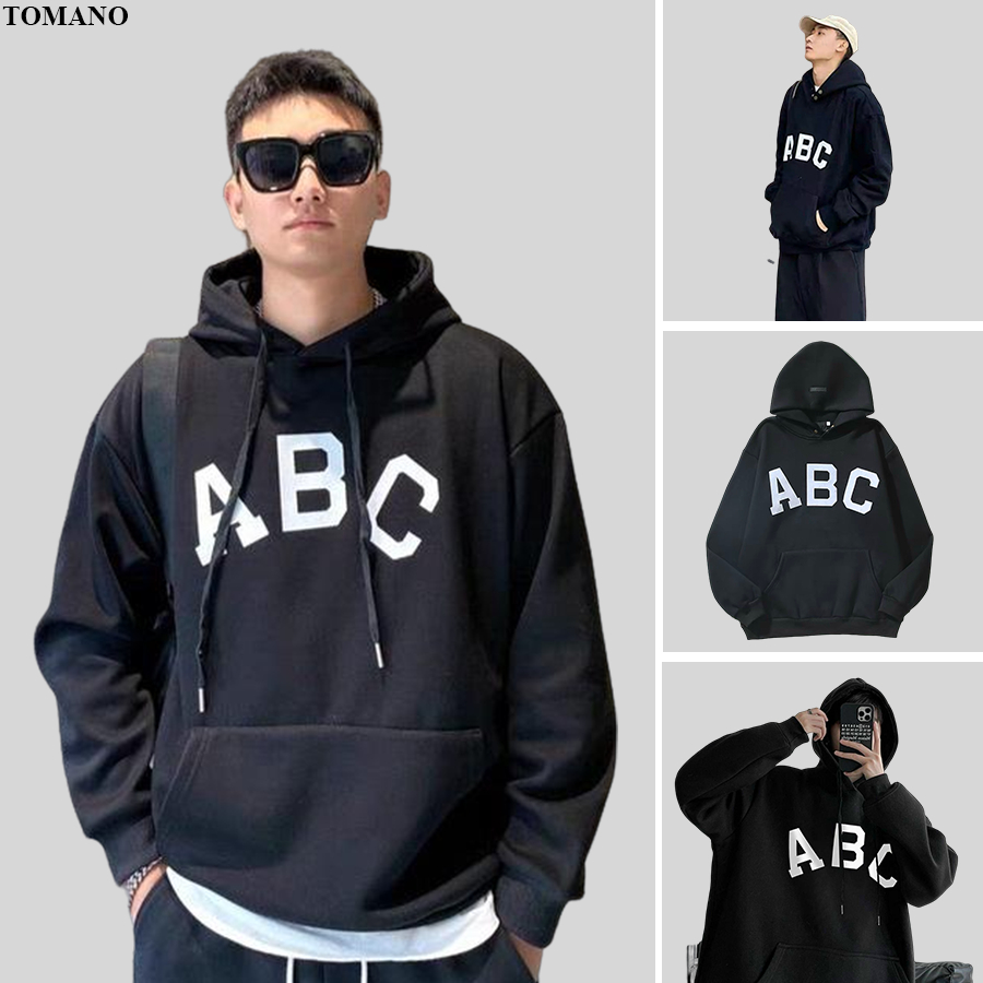 Áo Hoodie Unisex Abc Nón 2 Lớp Trùm Qua Đầu Vải Nỉ Bông Dày Dặn 2 Màu HĐ0037 - TOMANO