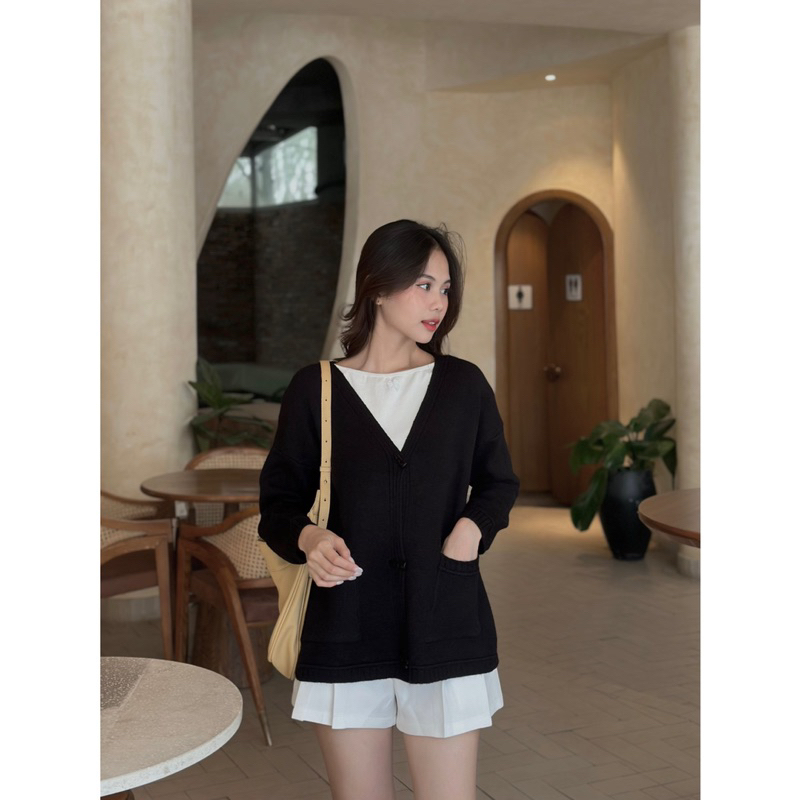 Áo Cardigan - 1817 - 2 Túi - Nút Sừng