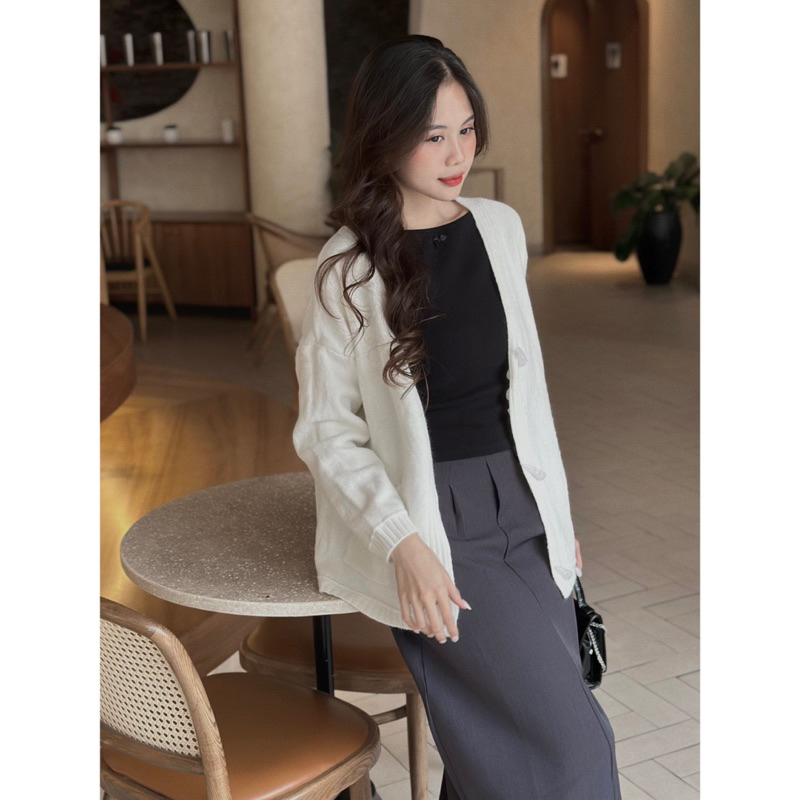 Áo Cardigan - 1817 - 2 Túi - Nút Sừng