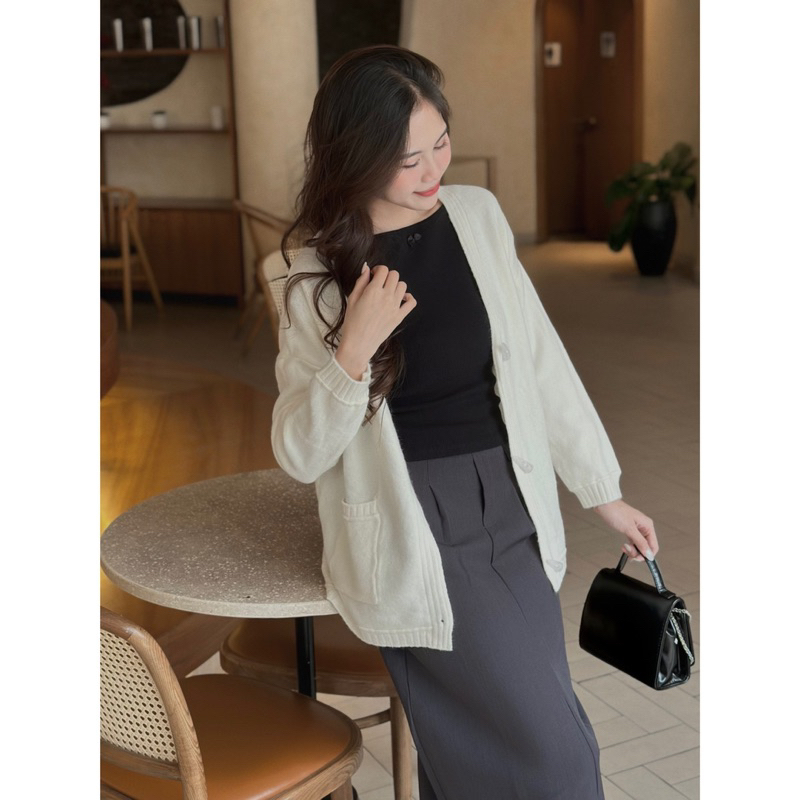 Áo Cardigan - 1817 - 2 Túi - Nút Sừng