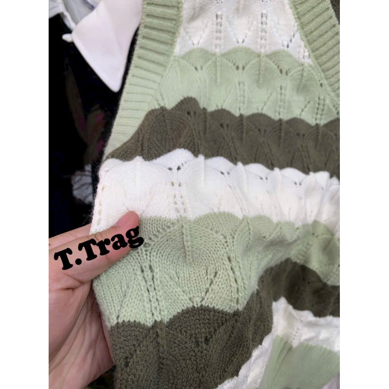 Áo gile len sóng phối màu hàng QC