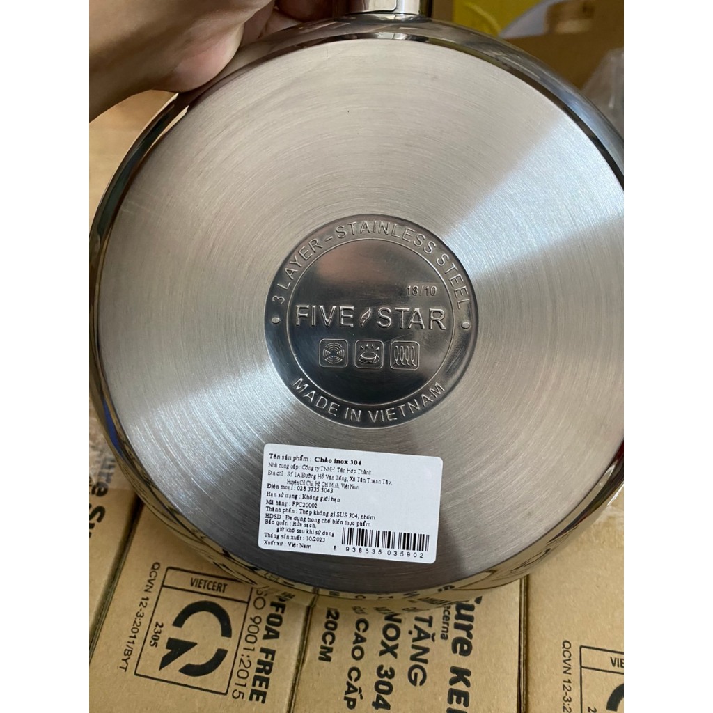 CHẢO INOX 304 FIVESTAR 20CM QUÀ TẶNG SỮA VINAMILK