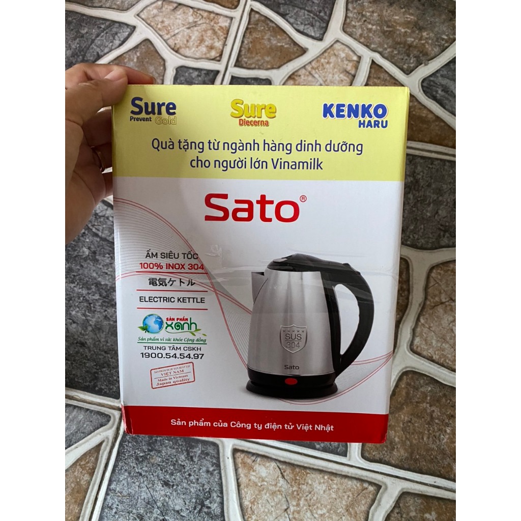 ẤM ĐUN SIÊU TÔC SATO 1.8L QUÀ TẶNG SỮA VINAMILK