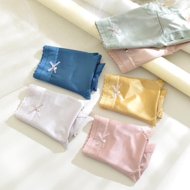 Quần Lót Lụa Satin Lưng Cao Viền Gợn Sóng Bigsize đến 70kg 793