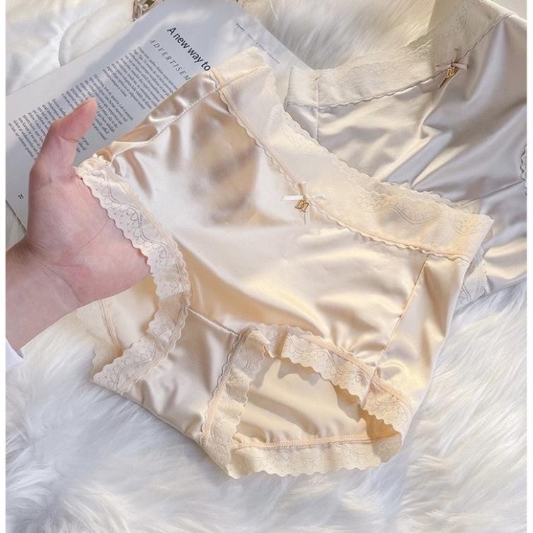 Quần Lót Lụa Satin Lưng Cao Viền Gợn Sóng Bigsize đến 70kg 793