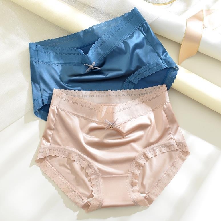 Quần Lót Lụa Satin Lưng Cao Viền Gợn Sóng Bigsize đến 70kg 793