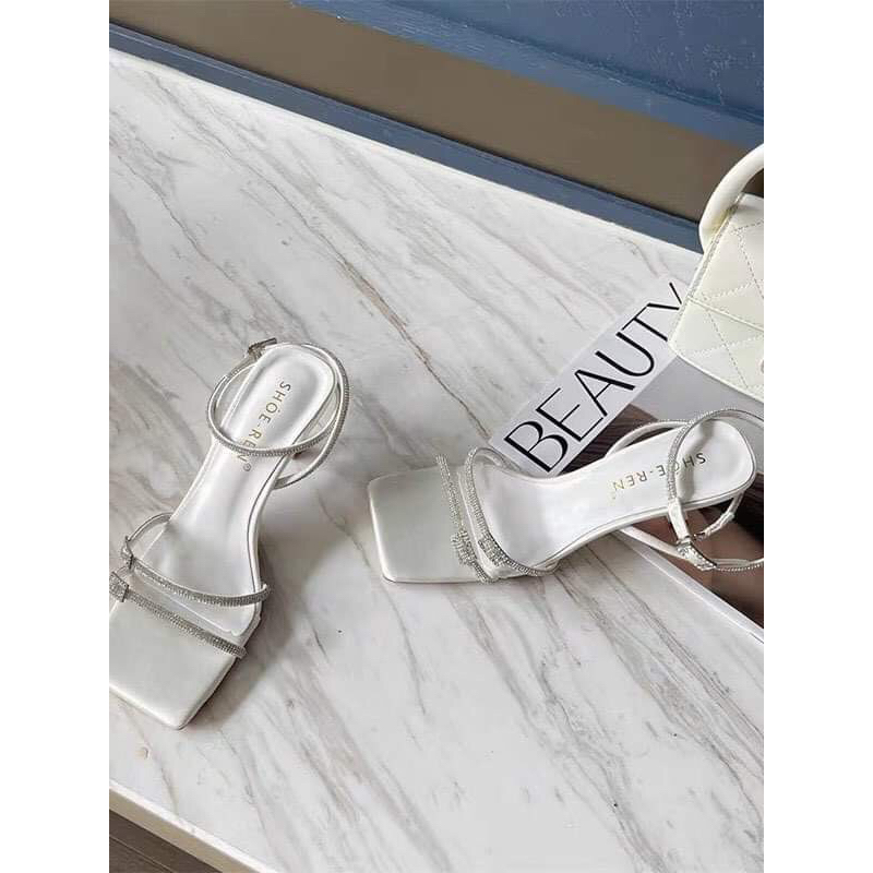 Gót nhọn mũi vuông quai full soàn mảnh đính đá có big size 35-45