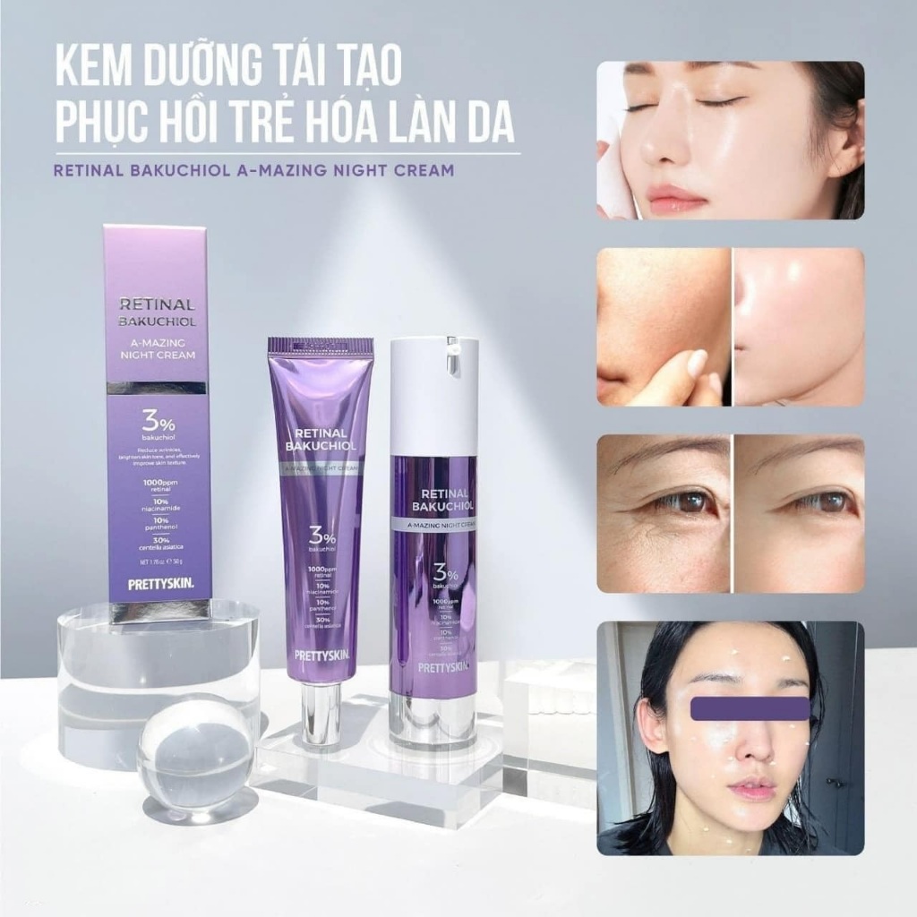 Bộ 3 Sản Phẩm Cấp Ẩm Phục Hồi Tái Tạo Trẻ Hóa Da PrettySkin (Serum B5 + Kem B5 + Kem Retinal)