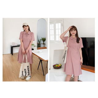 Đầm polo big size màu hồng cổ đan dây size đại 70-110kg