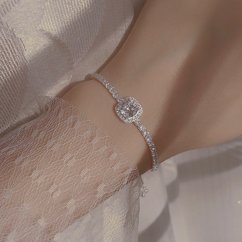 LẮC TAY RÚT DÂY MẶT ĐÁ BẠC Ý 925 CAO CẤP