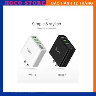 Củ sạc nhanh cốc sạc 3 cổng chính hãng Hoco C15 cóc sạc nhanh iP Android màn hình led báo dòng sạc nhanh 3.0A