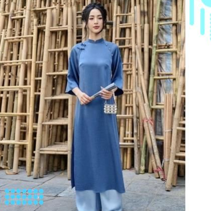 Set Áo Dài Xuông Dáng Xưa Đính Nơ Vai Cách Điệu_XUONGNO giá xưởng 50%