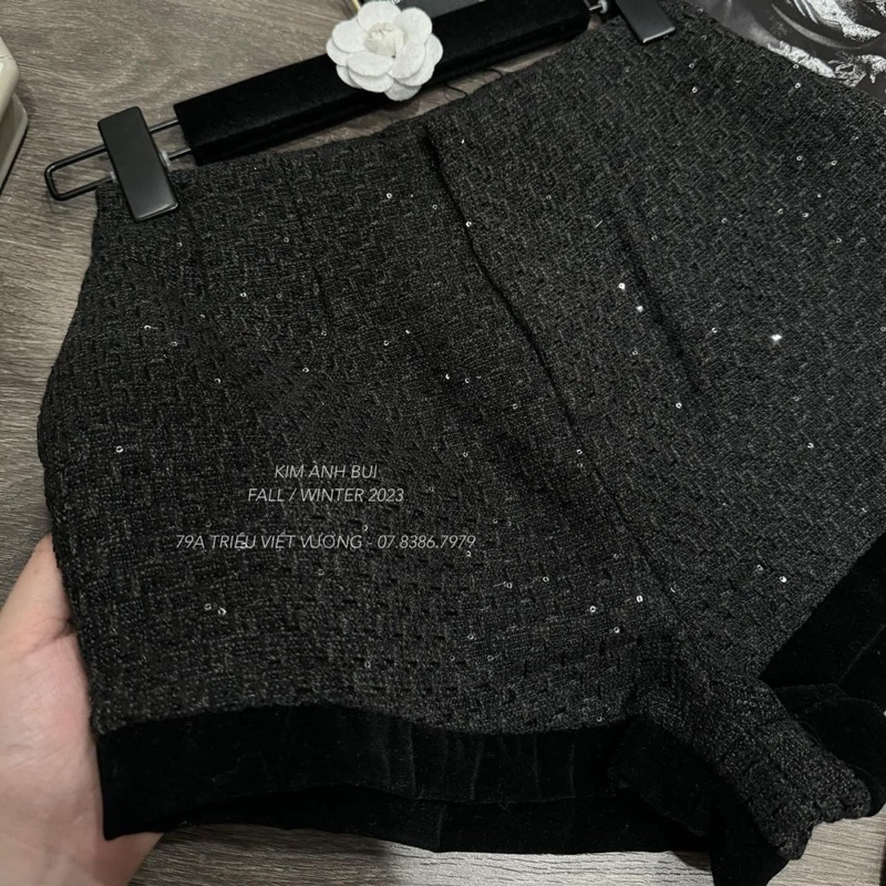 QUẦN SOOC DẠ NHŨ KÉO KHOÁ VIỀN NHUNG QCCC - kimanhbui