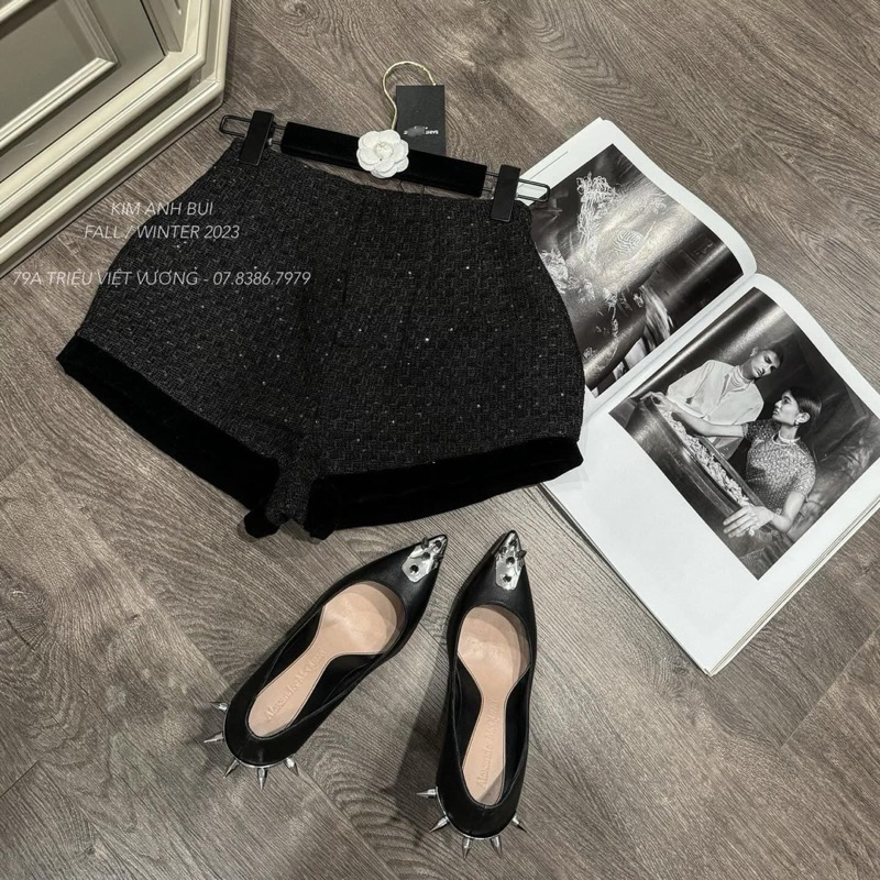 QUẦN SOOC DẠ NHŨ KÉO KHOÁ VIỀN NHUNG QCCC - kimanhbui