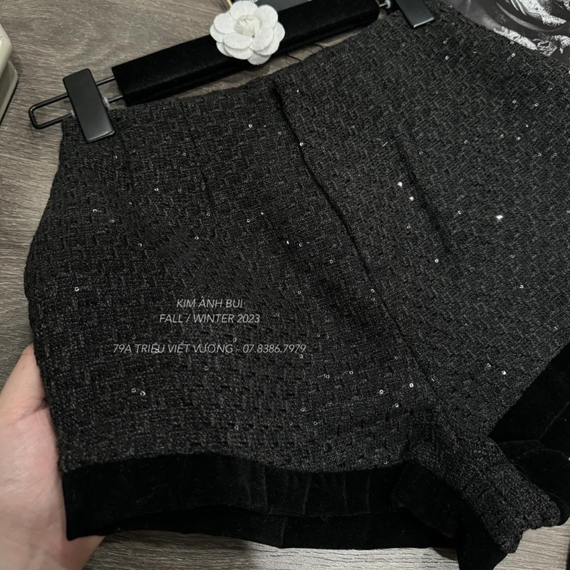 QUẦN SOOC DẠ NHŨ KÉO KHOÁ VIỀN NHUNG QCCC - kimanhbui