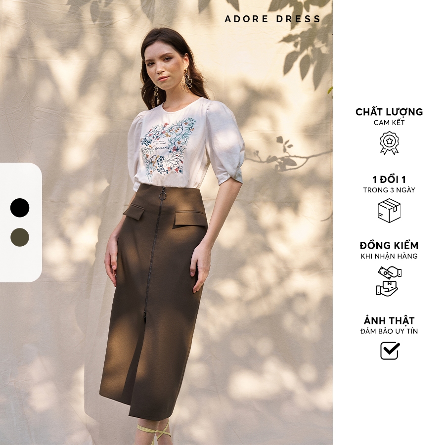 Chân váy Midi skirts casual style tuytsy trơn 2 màu 313SK2069 ADORE DRESS