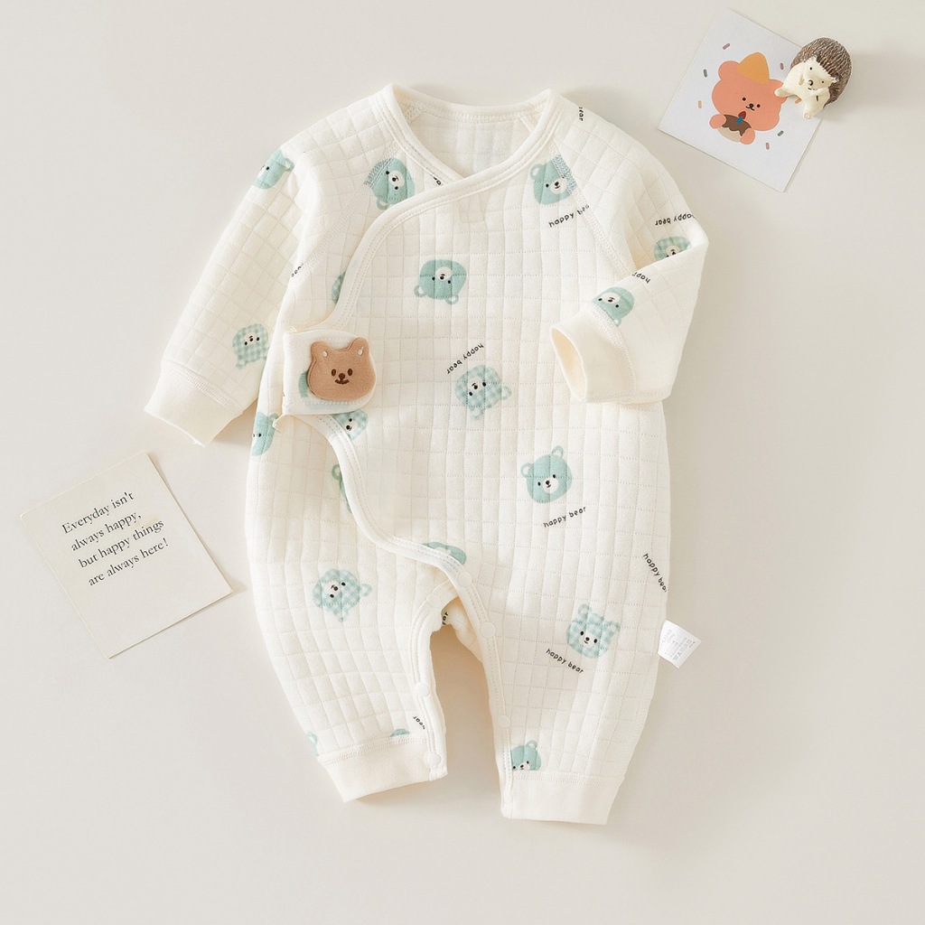 Body trần bông cho bé sơ sinh size từ 3-7kg họa tiết gấu dễ thương BDTBN04