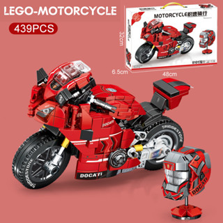 Lego lắp ráp mô hình xe moto ducati phân khối lớn kèm mũ bảo hiểm 439 tri tiết cỡ lớn lắp ráp MOTO, Mô Hình Xe Moto