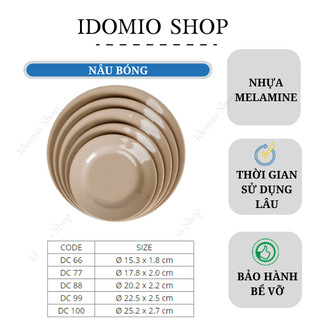 Dĩa Nhựa Melamine Màu Nâu Nhiều Size