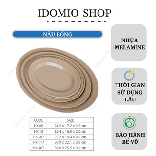 Đĩa Nhựa Melamine Hạt Xoài Màu Nâu