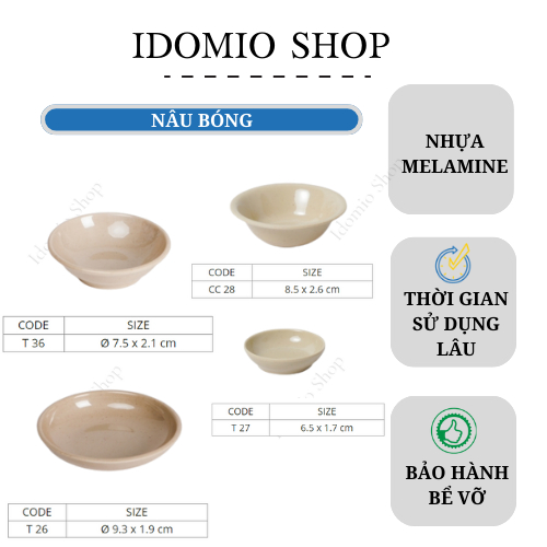Combo 5 Chén Chấm Tròn Màu Nâu- Fataco