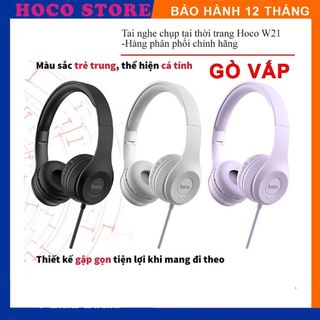 ⚡Mẫu Mới⚡Tai Nghe Âm Thanh Hay Chụp Tai Hoco W21 3 Màu Tím/Đen/Xám - Hàng Chính Hãng
