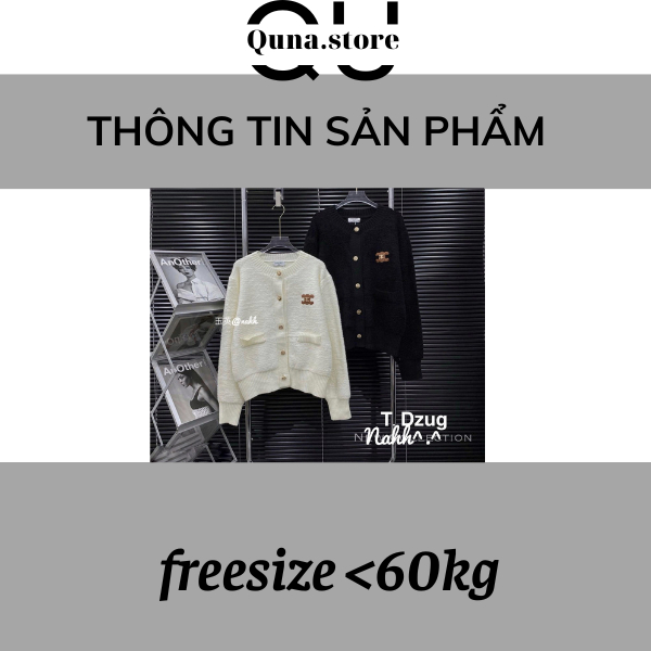 Áo khoác cardigan lông xù cổ tròn cúc vàng thêu chữ X KĐ48