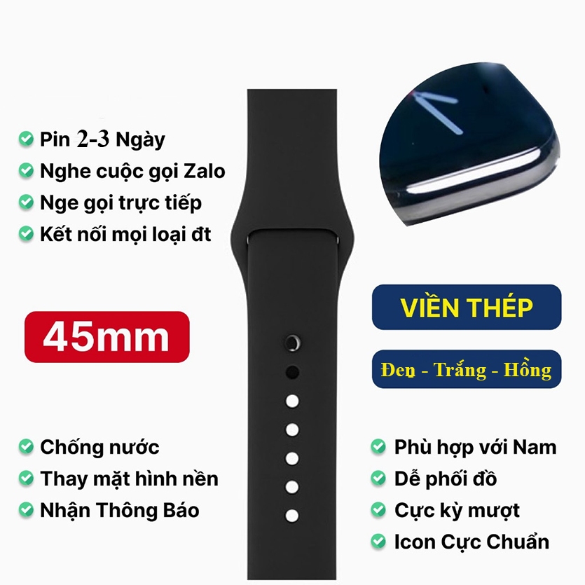 Đồng Hồ Logo TÁO Nhận Thông Báo ZaLô - Face / Đồng Hồ Thông Minh Cho Nữ Khung Thép 41mm / Smart Watch Cao Cấp