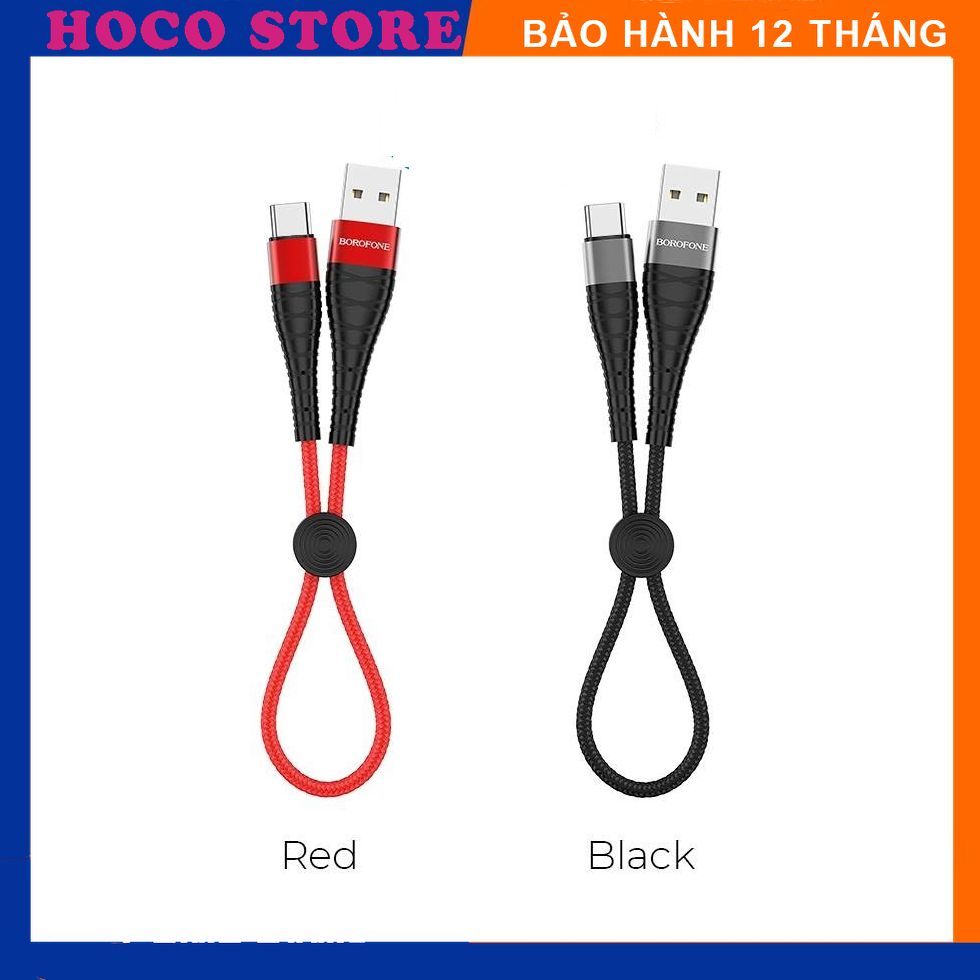 DÀI 25cm Borofone BX32 CÁP SẠC NGẮN SẠC NHANH DÂY DÙ MICRO USB TYPE C cho sạc dự phòng điện thoại máy tính bảng dog