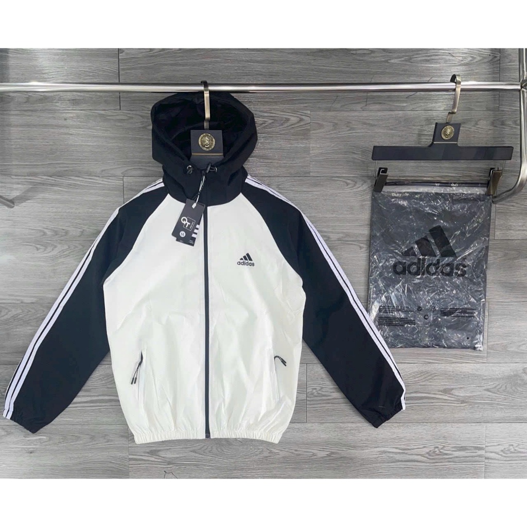 Áo Khoác Gió Nam Nữ Phối Màu 3 Sọc 2 Lớp Dày Dặn A15