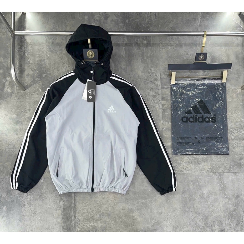 Áo Khoác Gió Nam Nữ Phối Màu 3 Sọc 2 Lớp Dày Dặn A15