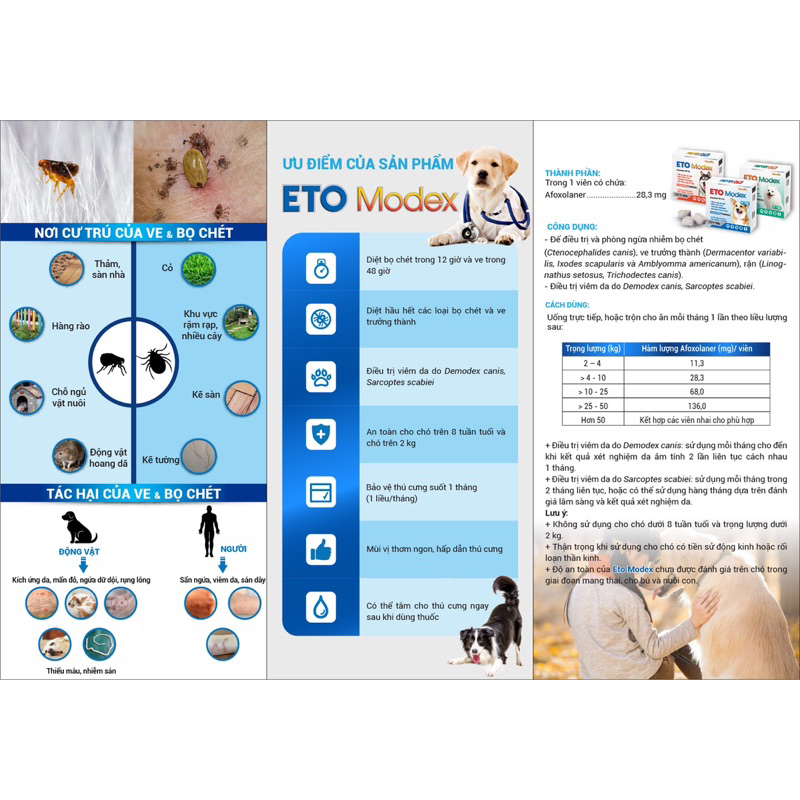 Viên vị bò: sạch ve, viêm da cho chó
