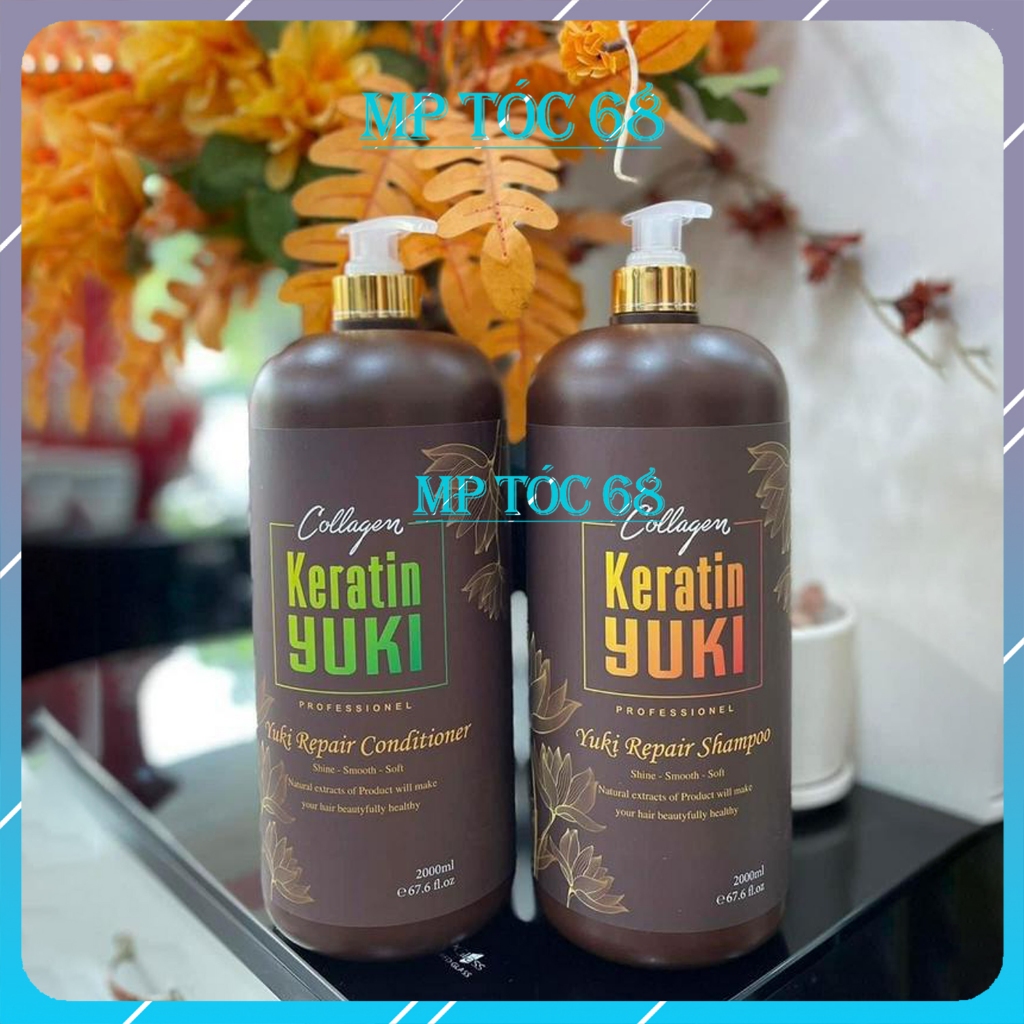 Dầu Gội Xả Collagen Keratin YUKI 2000ML | Giảm Rụng Tóc, Kích Mọc Tóc, Phục Hồi Tóc Hư Tổn,