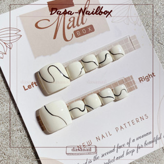 Móng chân giả NGẮN màu trắng sữa nail box chân GIÁ RẺ vẽ họa tiết đơn giản tặng keo dán móng MC003