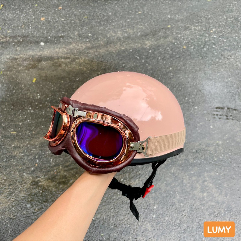 Mũ bảo hiểm nửa đầu nón 1/2 màu trơn freesize vòng đầu 54-59cm đủ màu