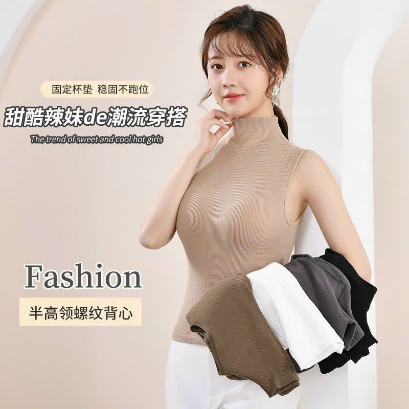 Áo Ba Lỗ Len Sát Nách - Áo Len Tăm Mềm Mịn - Dáng Croptop - Có Lót Ngực - Phom Cổ Lọ - Hoàng Linh Store