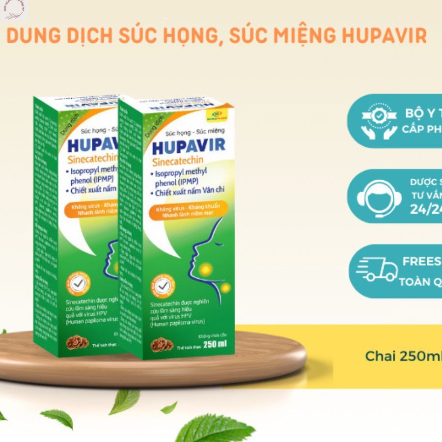 {GIẢM 50% ÁP MÃ VIDEO SHOPEE} Nước súc miệng súc họng Hupavir 250ml - Hỗ trợ sùi HPV, hạt lympho cho cả nam và nữ