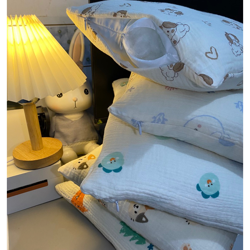 Gối em bé XÔ MUSLIN cho bé thấm hút mồ hôi 30*40cm